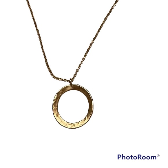 14k Gold Open Circle New Moon Necklace - Picture 2 of 5